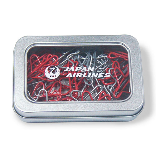 Jal鶴丸缶入り飛行機型クリップ Jal鶴丸缶入り飛行機型クリップ