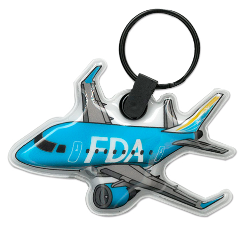 FDA 飛行機LEDライトキーホルダー（ライトブルー）
