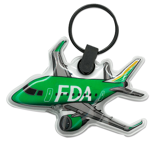 FDA 飛行機LEDライトキーホルダー（グリーン）